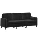 3-osobowa sofa z poduszkami, czarna, 180 cm, aksamit Lumarko!