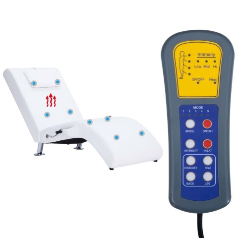 Szezlong masujący z poduszką, biały, sztuczna skóra Lumarko!