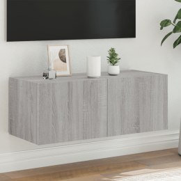 Ścienna szafka TV z LED, szary dąb sonoma, 80x35x31 cm Lumarko!