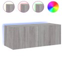Ścienna szafka TV z LED, szary dąb sonoma, 80x35x31 cm Lumarko!