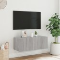 Ścienna szafka TV z LED, szary dąb sonoma, 80x35x31 cm Lumarko!