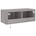 Ścienna szafka TV z LED, szary dąb sonoma, 80x35x31 cm Lumarko!