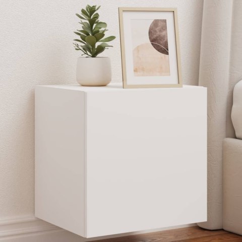 Ścienne szafki TV z LED, 2 szt., białe, 40,5x35x40 cm Lumarko!