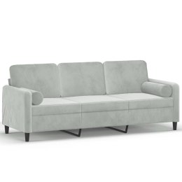 3-osobowa sofa z poduszkami, jasnoszara, 180 cm, aksamit Lumarko!