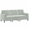 3-osobowa sofa z poduszkami, jasnoszara, 180 cm, aksamit Lumarko!