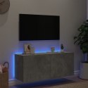 Ścienna szafka TV z LED, szarość betonu, 100x35x41 cm Lumarko!