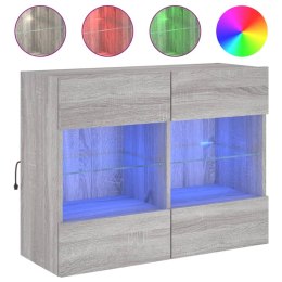 Ścienna szafka TV z LED, szary dąb sonoma, 78,5x30x60,5 cm Lumarko!
