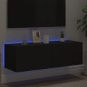 Ścienna szafka TV z LED, czarna, 100x35x31 cm Lumarko! XXX