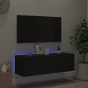 Ścienna szafka TV z LED, czarna, 100x35x31 cm Lumarko! XXX