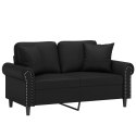 2-osobowa sofa z poduszkami, czarna, 120 cm, sztuczna skóra Lumarko!