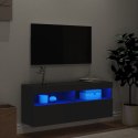 Ścienna szafka TV z LED, czarna, 100x30x40 cm Lumarko! XXX