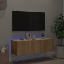 Ścienna szafka TV z LED, dąb sonoma, 100x35x31 cm Lumarko!