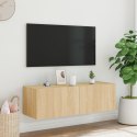 Ścienna szafka TV z LED, dąb sonoma, 100x35x31 cm Lumarko!