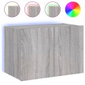 Ścienna szafka TV z LED, szary dąb sonoma, 60x35x41 cm Lumarko!