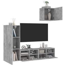 4-częściowy zestaw mebli TV, szarość betonu, materiał drewnopochodny Lumarko!