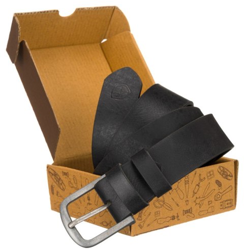 Skórzany pasek męski z tradycyjną klamrą w srebrnym kolorze - Peterson Lumarko!