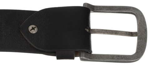 Skórzany pasek męski z tradycyjną klamrą w srebrnym kolorze - Peterson Lumarko!