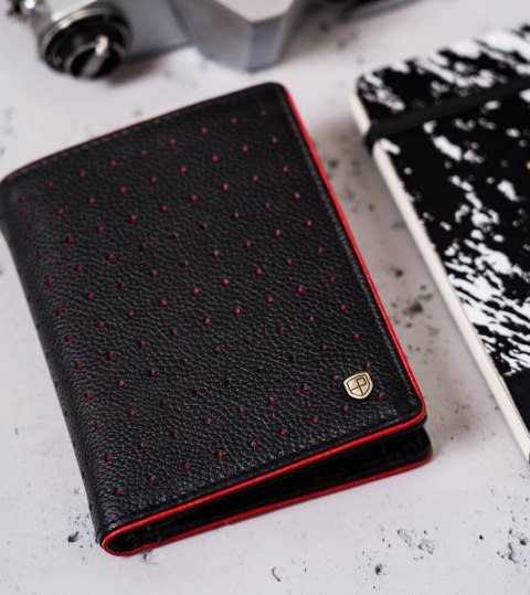 Skórzany portfel męski z kontrastowym obszyciem - Peterson Lumarko!