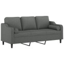 3-osobowa sofa z poduszkami, ciemnoszara, 180 cm, tkanina Lumarko!