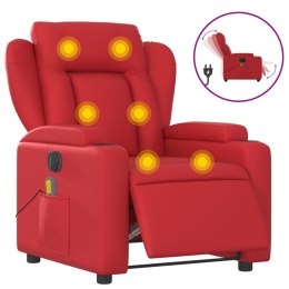 Rozkładany fotel masujący, elektryczny, czerwony, ekoskóra Lumarko!