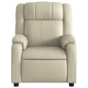 Rozkładany fotel masujący, elektryczny, kremowy, sztuczna skóra Lumarko!