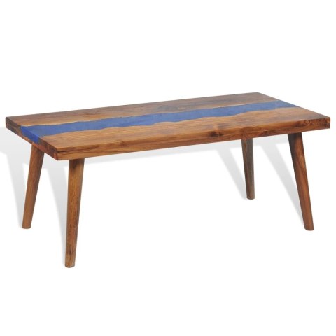 Stolik kawowy z drewna tekowego i żywicy, 100 x 50 x 40 cm Lumarko!