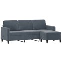 3-osobowa sofa z podnóżkiem, ciemnoszary, 180 cm, aksamit Lumarko!