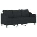 3-osobowa sofa z poduszkami, czarna, 180 cm, tkanina Lumarko!