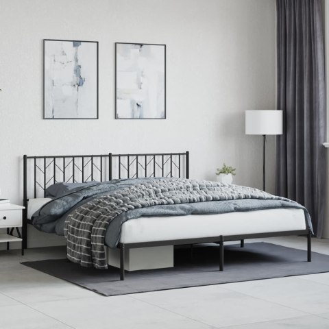 Metalowa rama łóżka z wezgłowiem, czarna, 183x213 cm Lumarko!