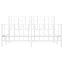 Metalowa rama łóżka z wezgłowiem i zanóżkiem, biała, 150x200 cm Lumarko!