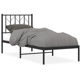 Metalowa rama łóżka z wezgłowiem, czarna, 75x190 cm Lumarko!