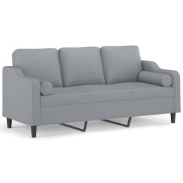 3-osobowa sofa z poduszkami, jasnoszara, 180 cm, tkanina Lumarko!