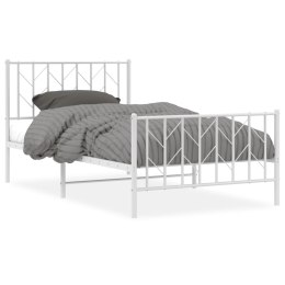 Metalowa rama łóżka z wezgłowiem i zanóżkiem, biała, 100x200 cm Lumarko!