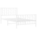 Metalowa rama łóżka z wezgłowiem i zanóżkiem, biała, 100x200 cm Lumarko!