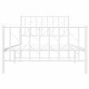 Metalowa rama łóżka z wezgłowiem i zanóżkiem, biała, 100x200 cm Lumarko!