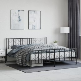 Metalowa rama łóżka z wezgłowiem i zanóżkiem, czarna, 180x200cm Lumarko!