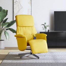 Rozkładany fotel masujący z podnóżkiem, jasnożółty, tkanina Lumarko!