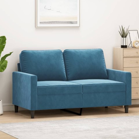 Sofa 2-osobowa, niebieski, 120 cm, tapicerowana aksamitem Lumarko!