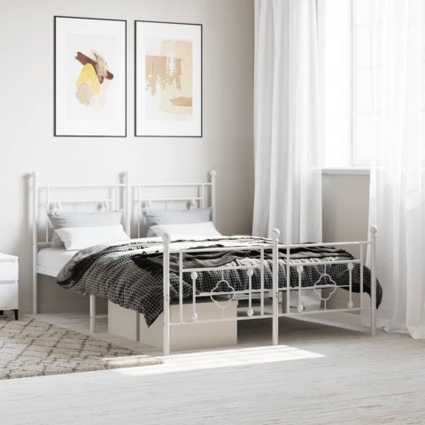 Metalowa rama łóżka z wezgłowiem i zanóżkiem, biała, 140x200 cm Lumarko!