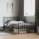 Metalowa rama łóżka z wezgłowiem i zanóżkiem, czarna, 107x203cm Lumarko!