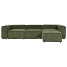 Sofa modułowa 3-osobowa sztruksowa z otomaną zielona APRICA Lumarko!