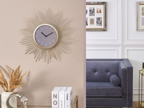 Zegar ścienny słońce ø 45 cm złoto-szary SOLURA