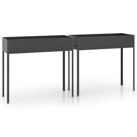 Donice ogrodowe, 2 szt., antracytowe, stal galwanizowana Lumarko!