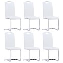 Krzesła stołowe, wspornikowe, 6 szt., białe, sztuczna skóra Lumarko!