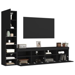 4-częściowy. zestaw mebli TV z LED, czarny, materiał drewnopochodny Lumarko!