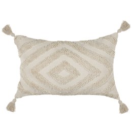 Bawełniana poduszka dekoracyjna w geometryczny wzór 40 x 60 cm beżowa CRATAEGUS Lumarko!