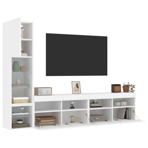 4-częściowy. zestaw mebli TV z LED, biały, materiał drewnopochodny Lumarko!