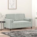 2-osobowa sofa z poduszkami, jasnoszara, 120 cm, aksamit Lumarko!