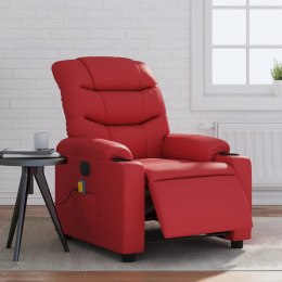 Rozkładany fotel masujący, elektryczny, czerwony, ekoskóra Lumarko!