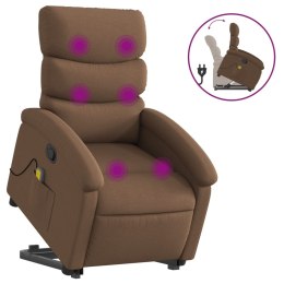 Podnoszony fotel masujący, rozkładany, brązowy, obity tkaniną Lumarko!